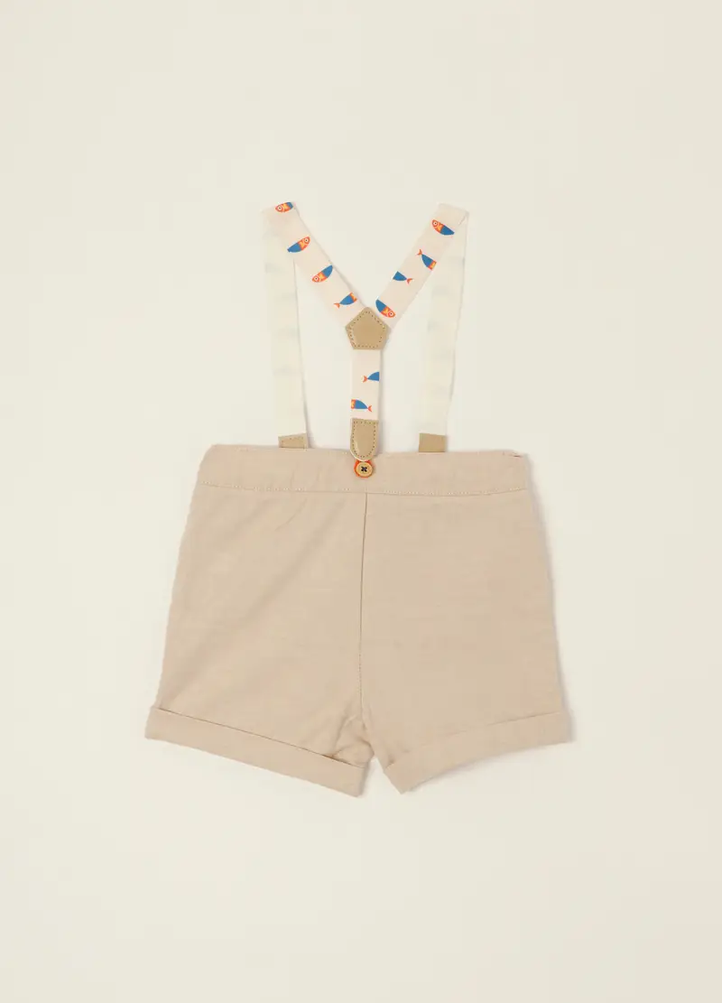 Shorts In Twill Misto Lino Iana, Neonato, Beige chiaro miniatura 2