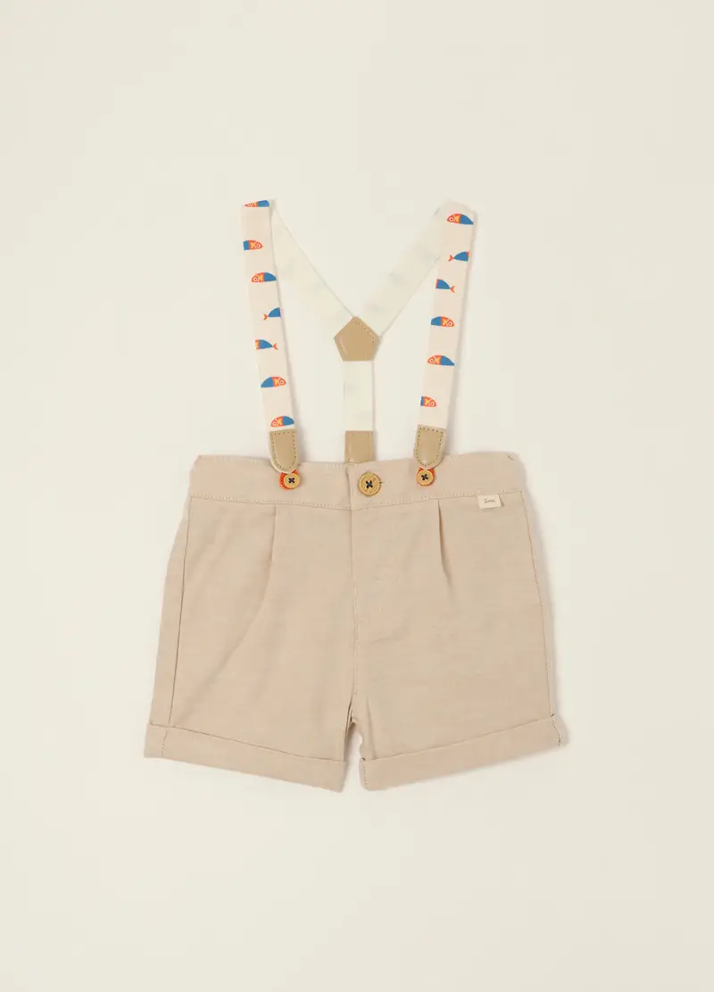 Shorts In Twill Misto Lino Iana, Neonato, Beige chiaro