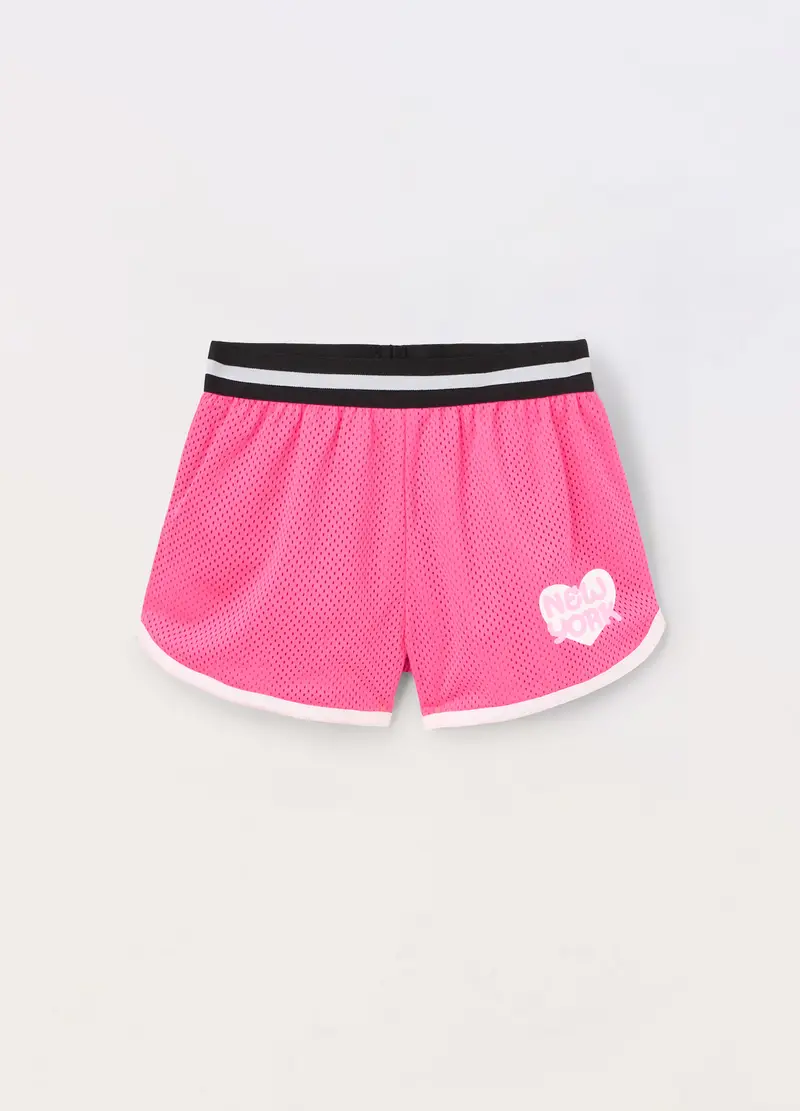 Shorts Mesh Bambina, Rosa fuxia
