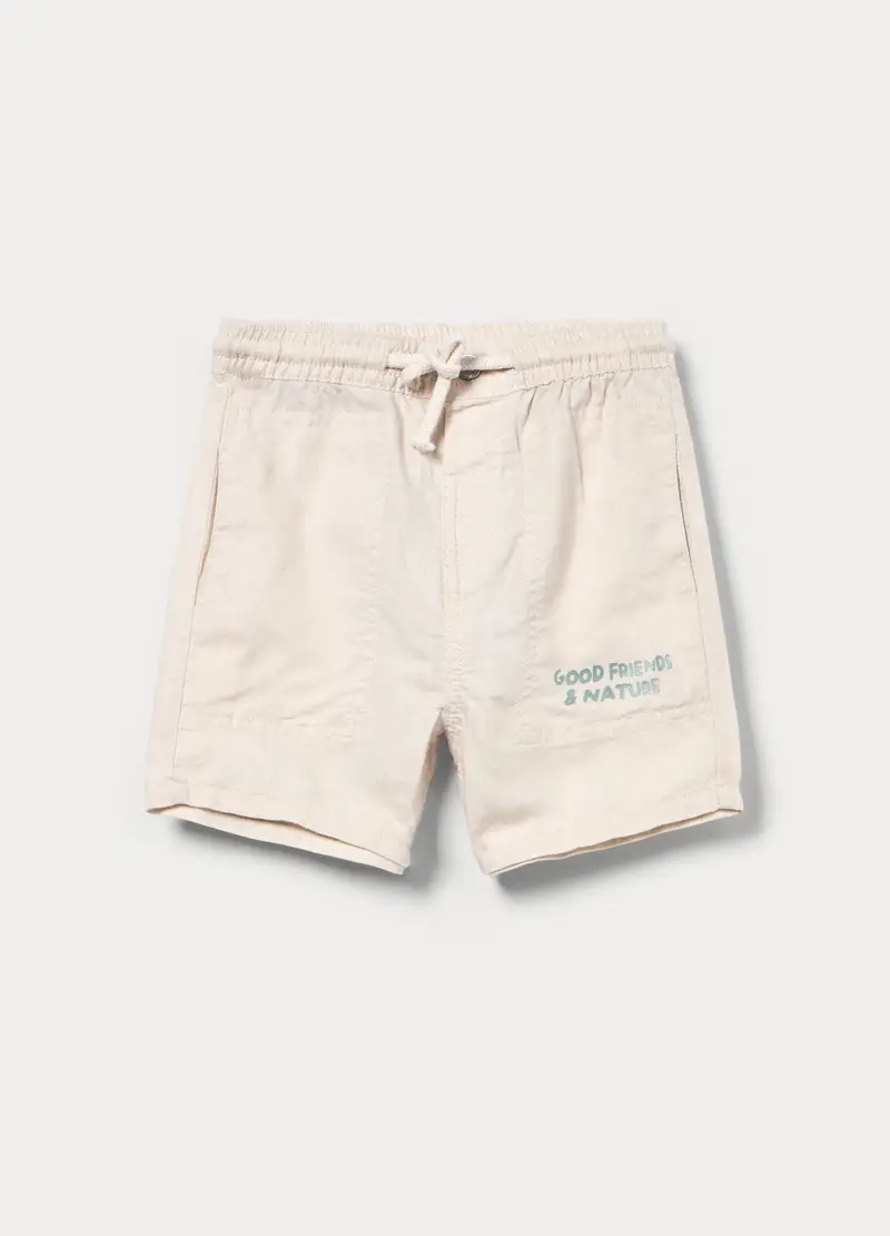 Shorts Misto Lino Bimbo, Bambino, Bianco avorio