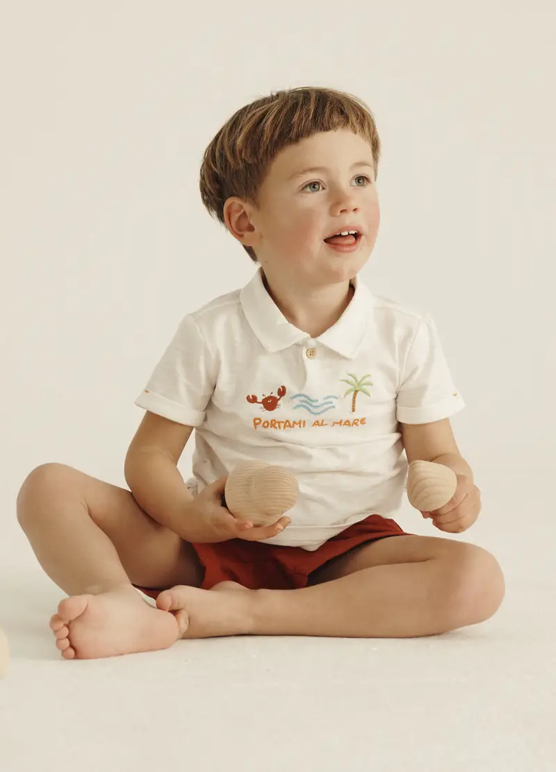 Blukids, Shorts Misto Lino Iana Neonato, Arancione scuro, Taglia: 9