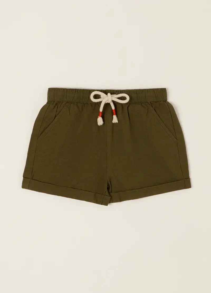 Blukids Shorts Misto Lino Iana, Neonato, Verde oliva