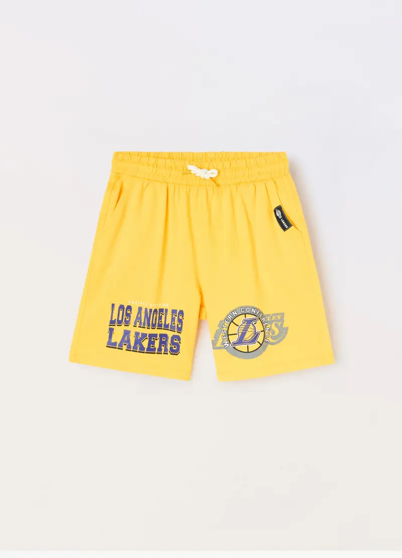 Blukids, Shorts Nba In French Terry Di Puro Cotone Ragazzo, Bambino, Giallo, Taglia: 10-11
