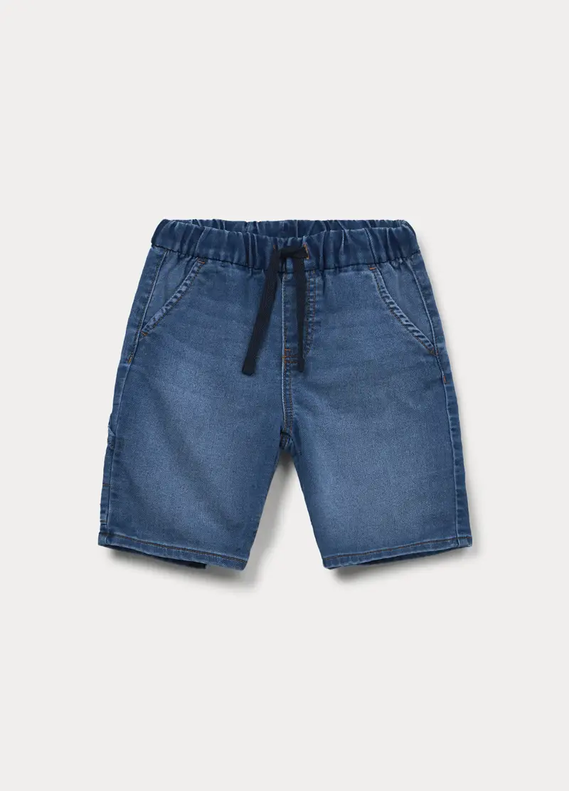 Shorts Regular Fit In Confort Stretch Denim Bambino, Blu denim