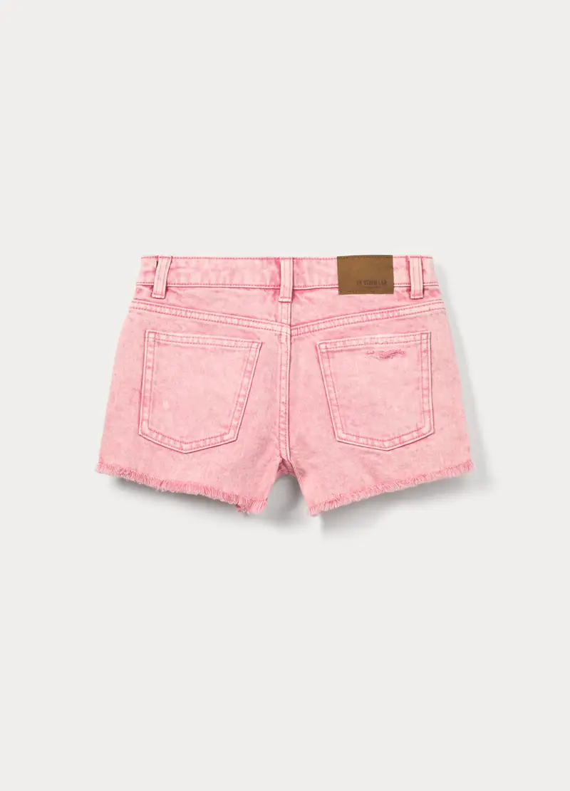 Shorts Ripped Regular Fit In Denim Di Puro Cotone Ragazza, Bambina, Rosa pastello miniatura 2