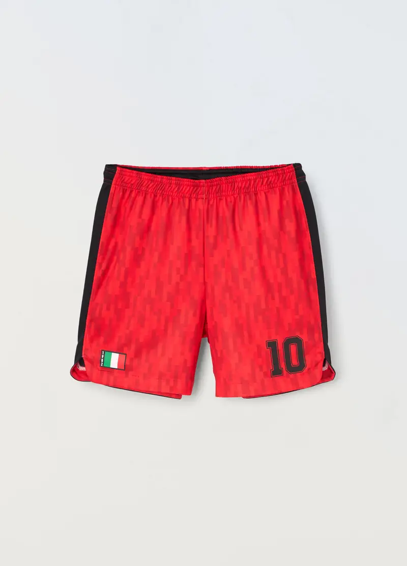 Blukids, Shorts Sportivi Con Stampa Ragazzo, Bambino, Nero/Rosso, Taglia: 11-12
