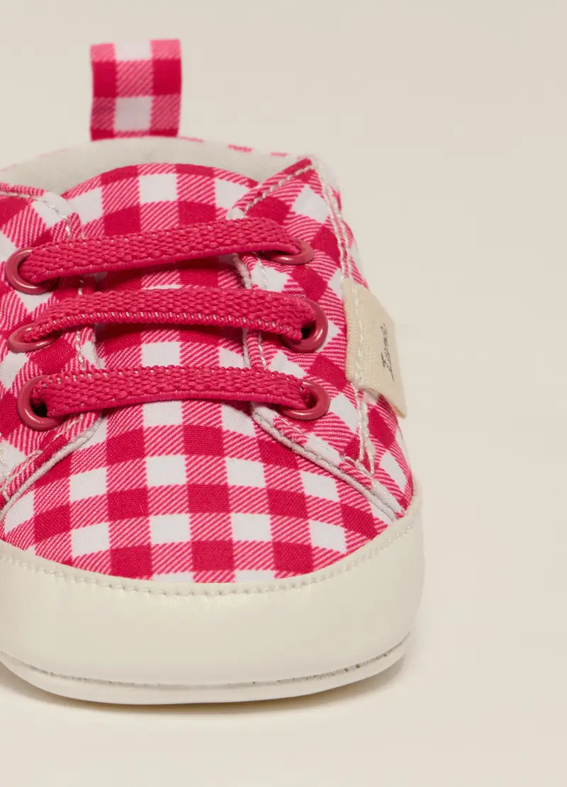 Sneakers A Quadri Iana Neonata, Rosso ciliegia miniatura 2