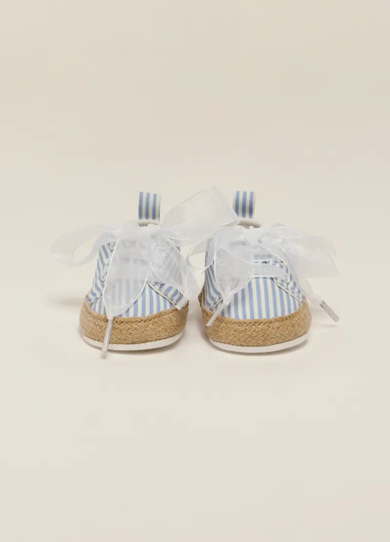 Sneakers A Righe Iana Neonata, Bianco/Azzurro