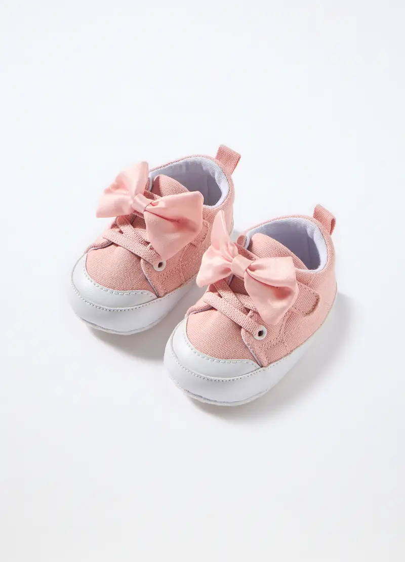 Sneakers Con Fiocco Neonata, Rosa