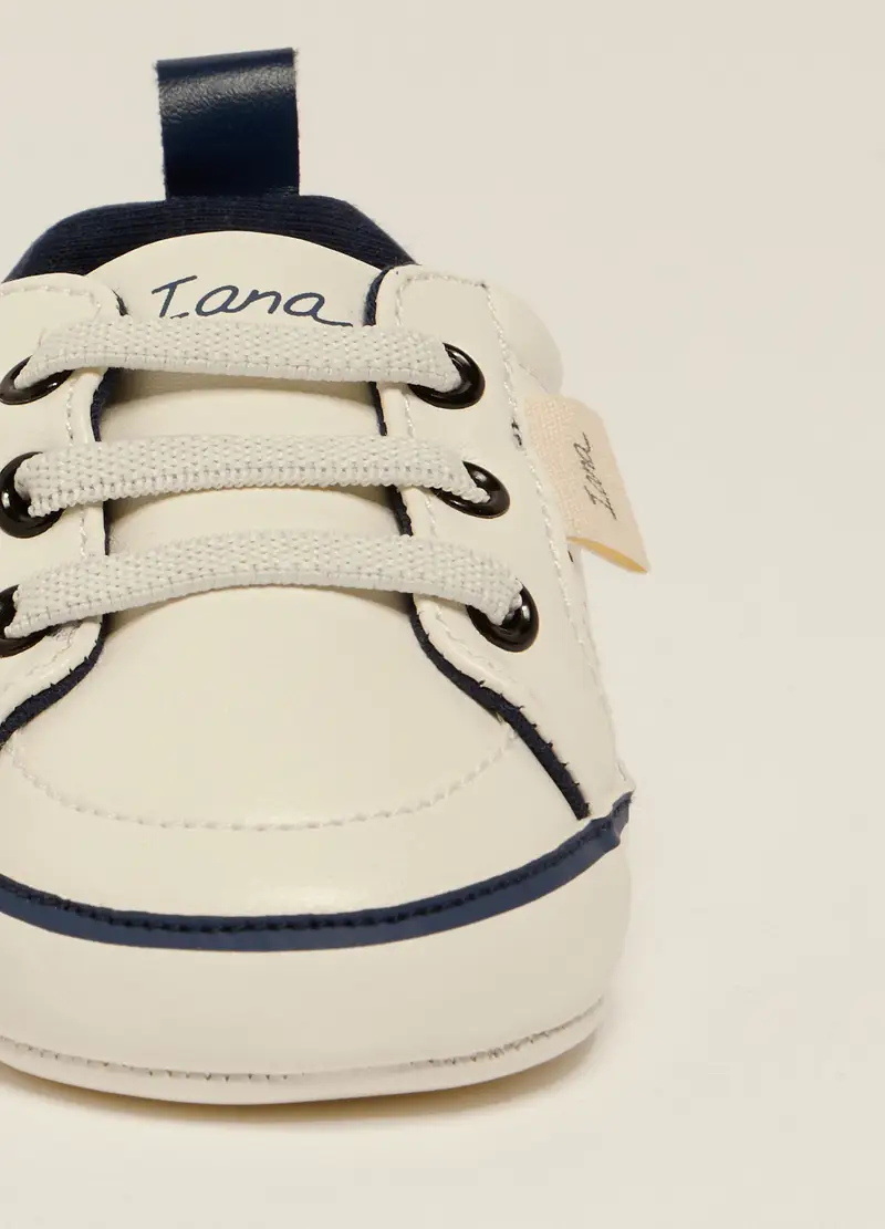 Sneakers In Eco Pelle Iana Neonato, Bianco gesso miniatura 2