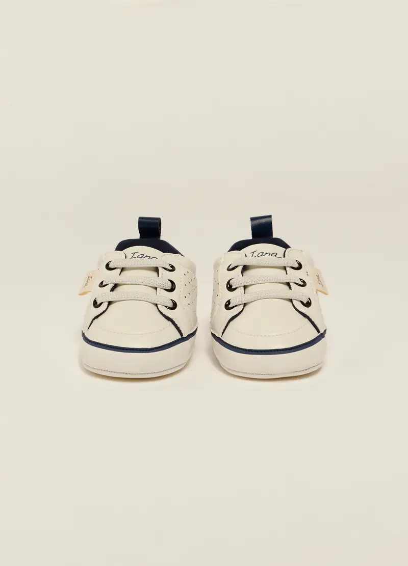 Sneakers In Eco Pelle Iana Neonato, Bianco gesso