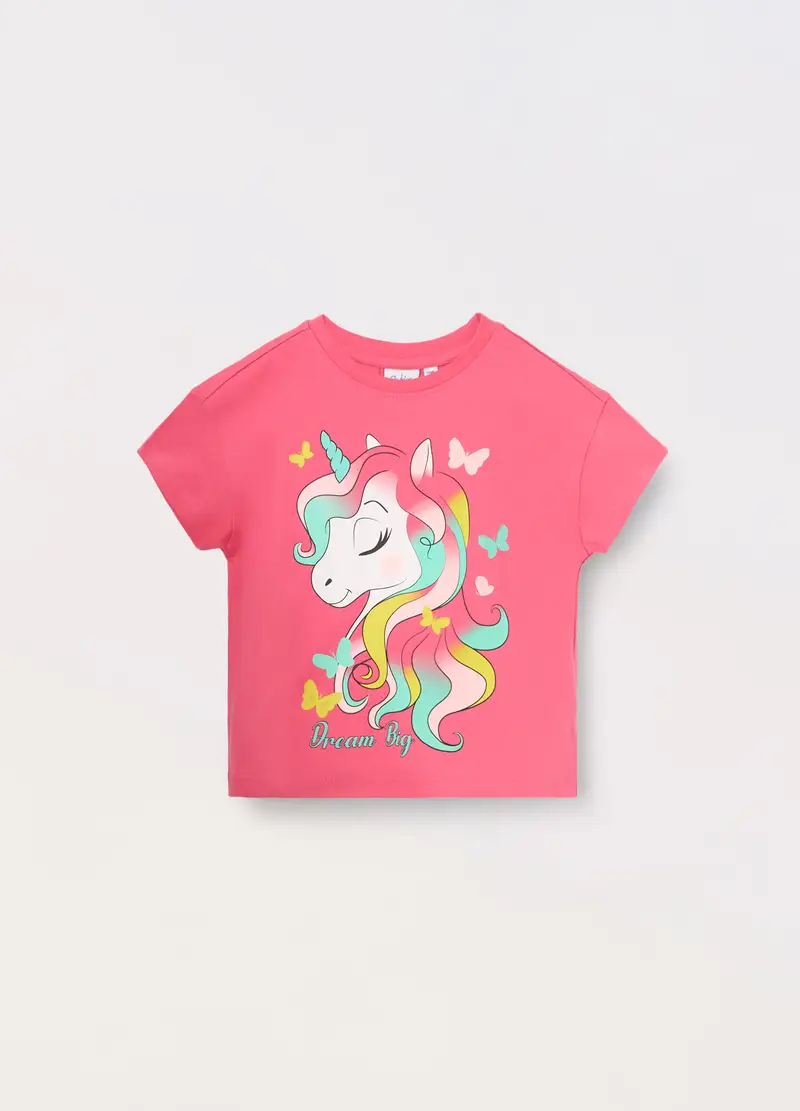 T-shirt A Maniche Corte Bambina, Rosa fuxia