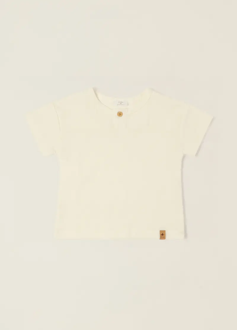 T-shirt Bianca In Puro Cotone, Neonato, Beige
