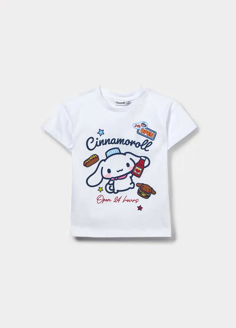 T-shirt Cinnamoroll In Jersey Di Puro Cotone Ragazza, Bambina, Bianco