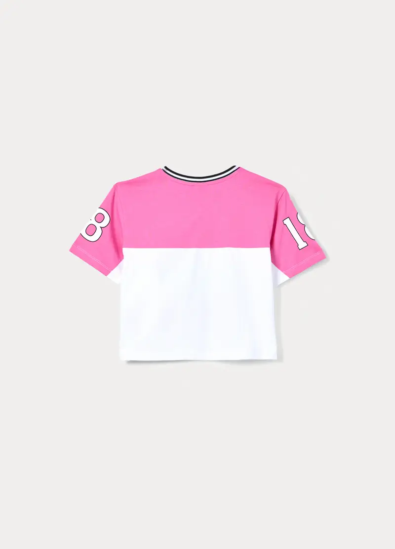 T-shirt Con Scollo A V Ragazza, Bambina, Bianco/Rosa miniatura 2