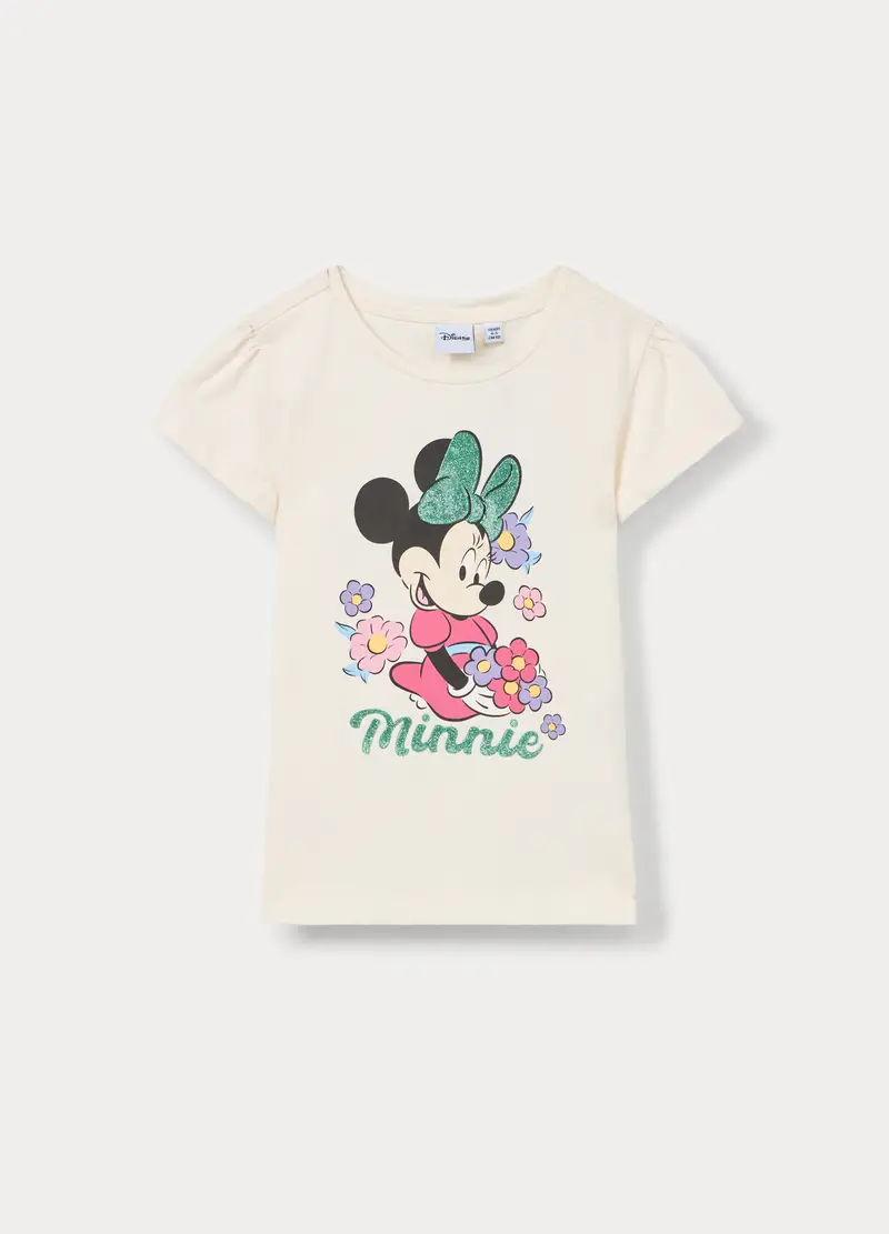 T-shirt Disney In Jersey Di Puro Cotone Bambina, Bianco