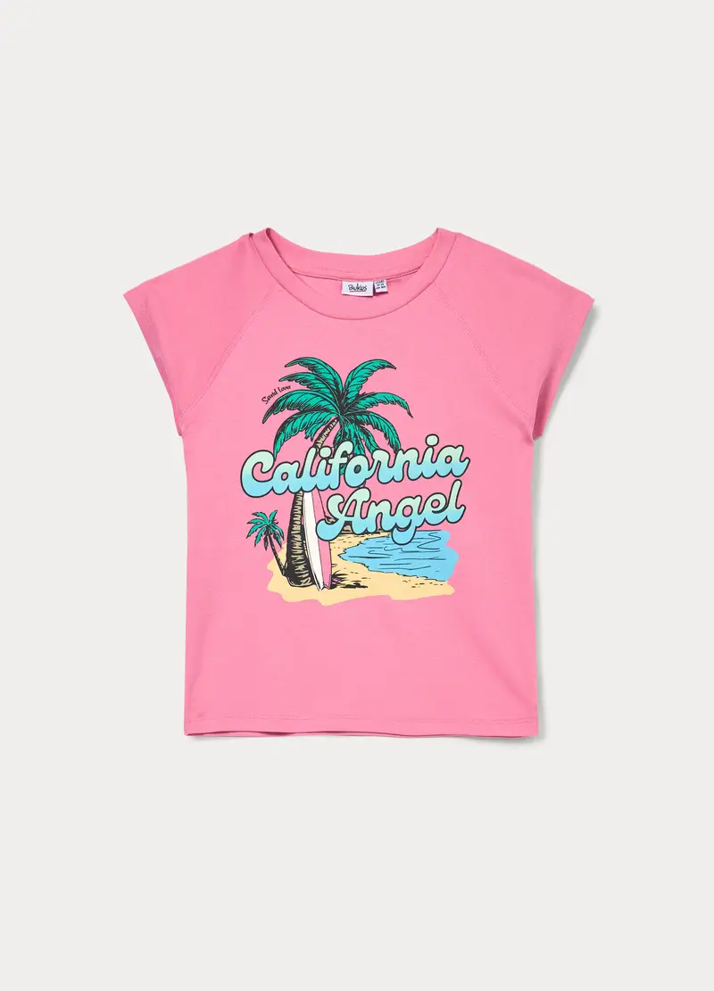 T-shirt Fitted In Costina Stretch Ragazza, Bambina, Rosa pastello