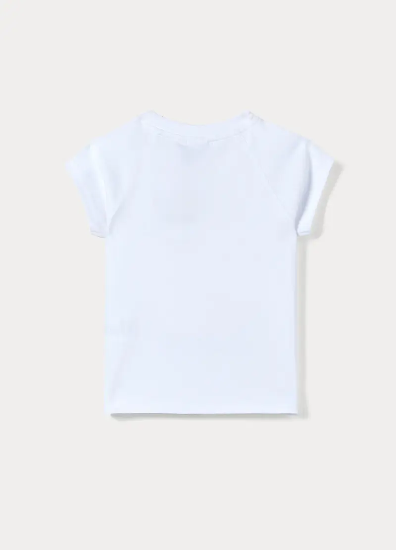 T-shirt Girocollo In Costina Ragazza, Bambina, Bianco miniatura 2