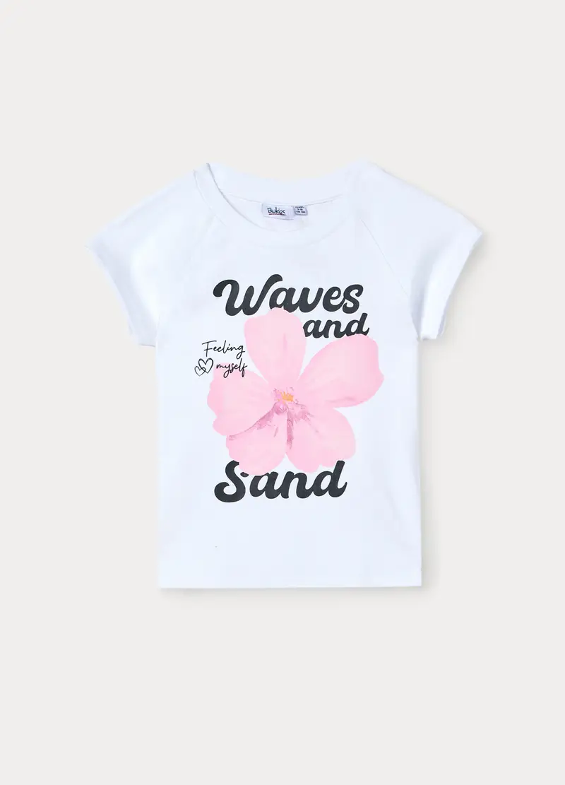 T-shirt Girocollo In Costina Ragazza, Bambina, Bianco