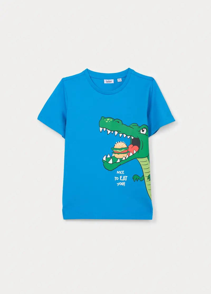 T-shirt Girocollo In Jersey Bambino, Azzurro cielo