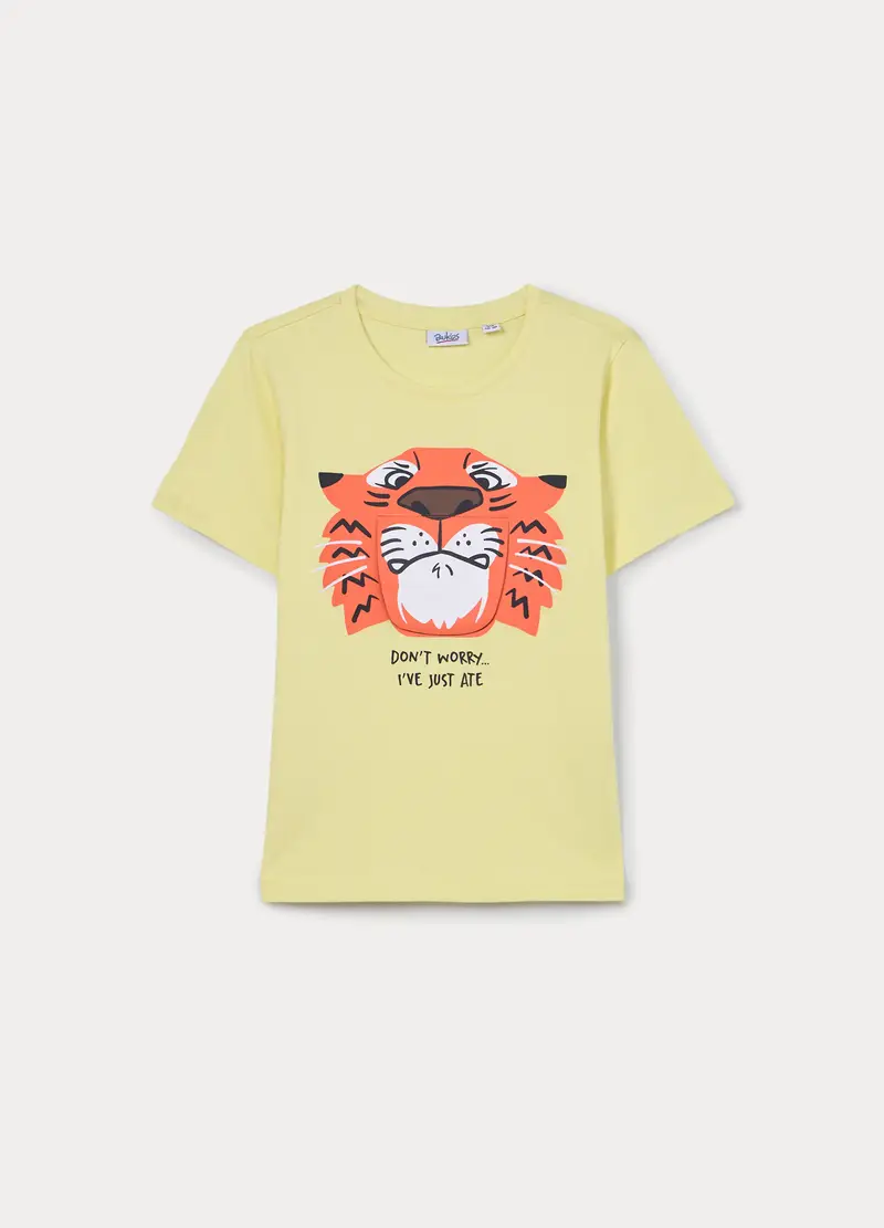 T-shirt Girocollo In Jersey Bambino, Giallo limone