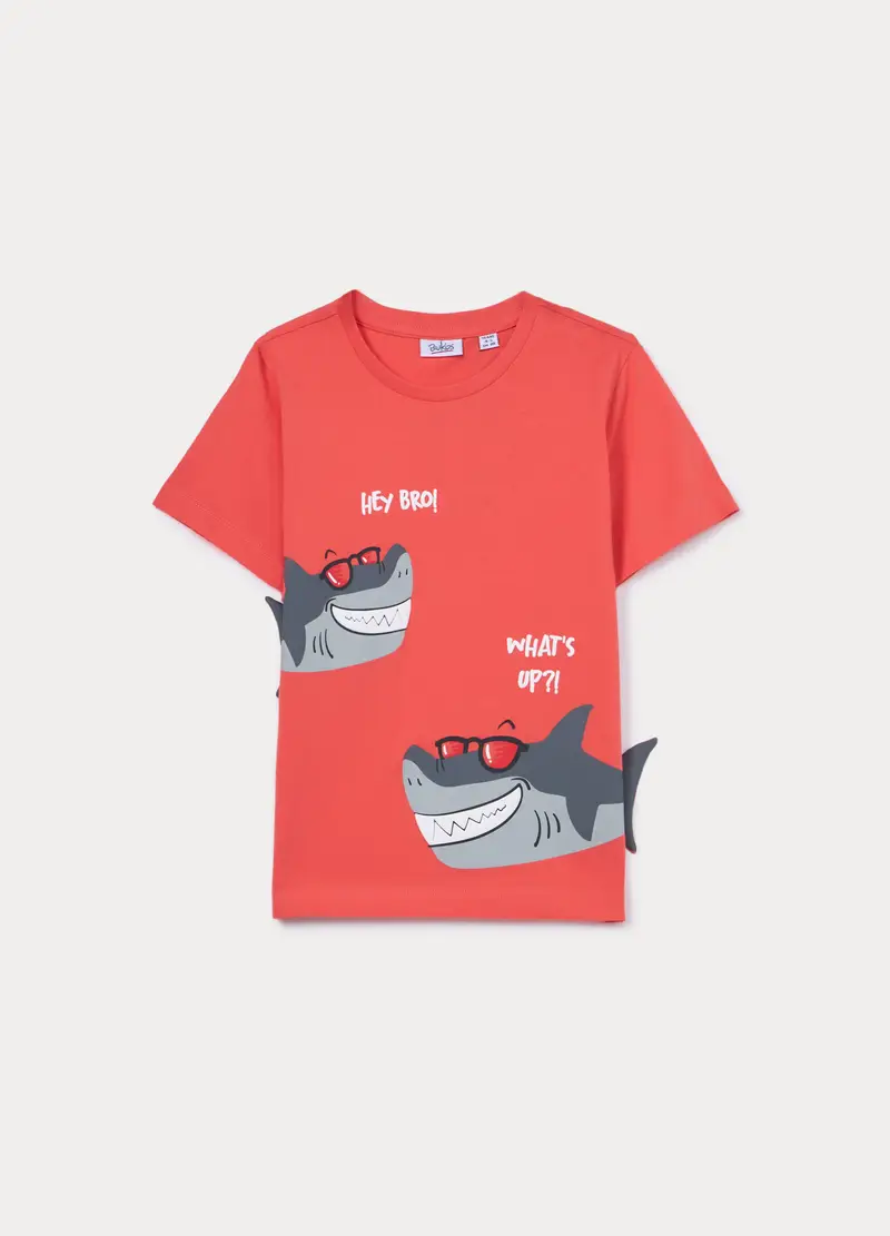 T-shirt Girocollo In Jersey Bambino, Rosa corallo