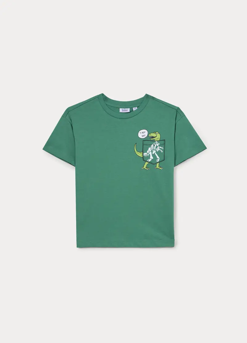 T-shirt Girocollo In Jersey Bambino, Verde foglia