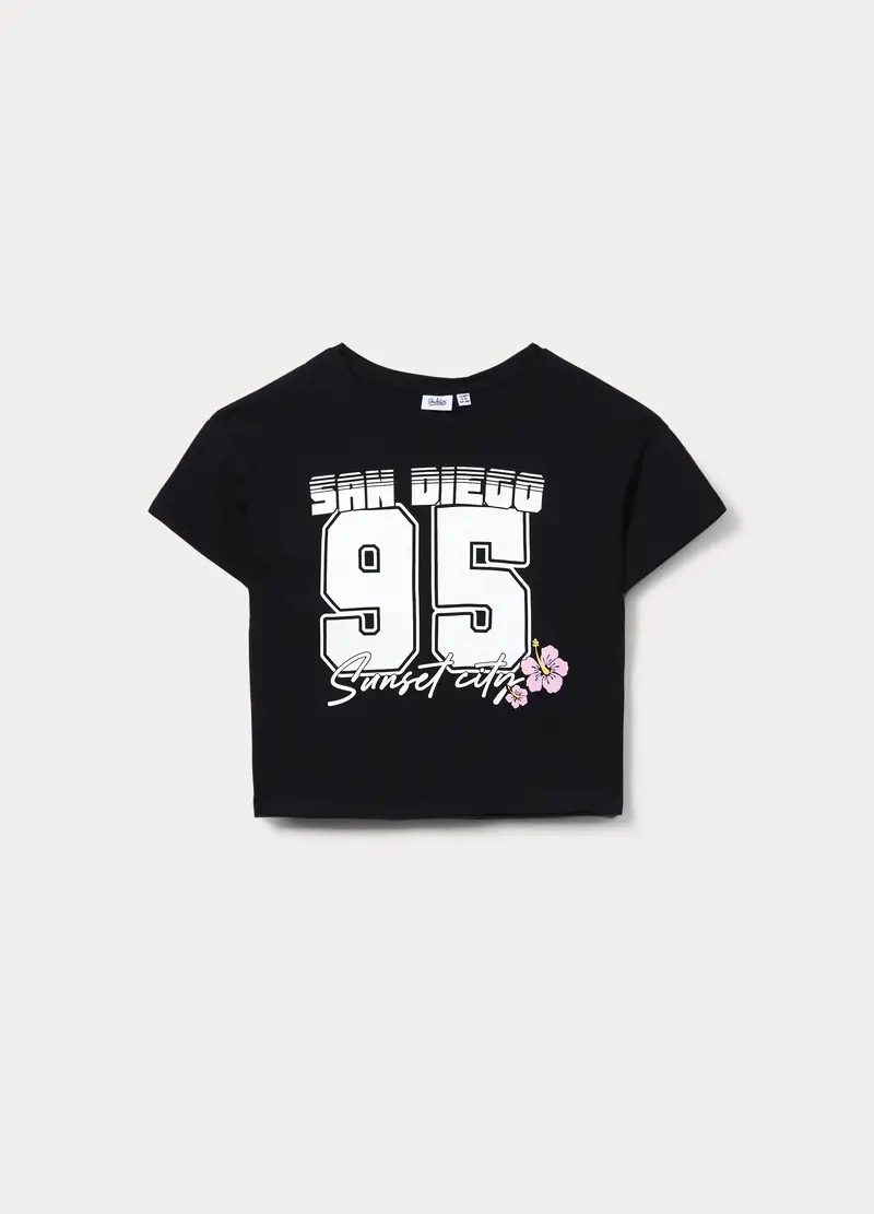 T-shirt Girocollo Ragazza, Bambina, Nero stampa 1