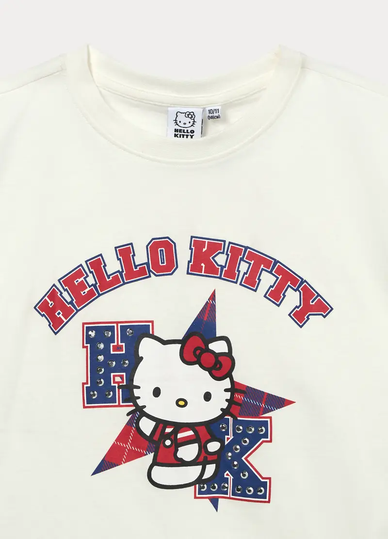 T-shirt Hello Kitty In Jersey Di Cotone Stretch Bambina, Bianco miniatura 3