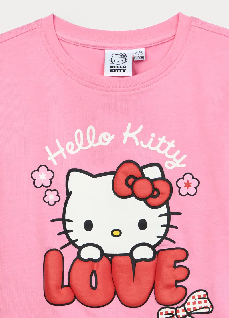 T-shirt Hello Kitty In Jersey Di Cotone Stretch Bambina, Rosa pastello miniatura 3