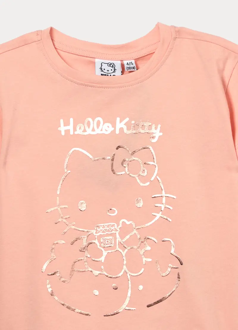 T-shirt Hello Kitty In Jersey Di Cotone Stretch Bambina, Rosa pastello miniatura 3