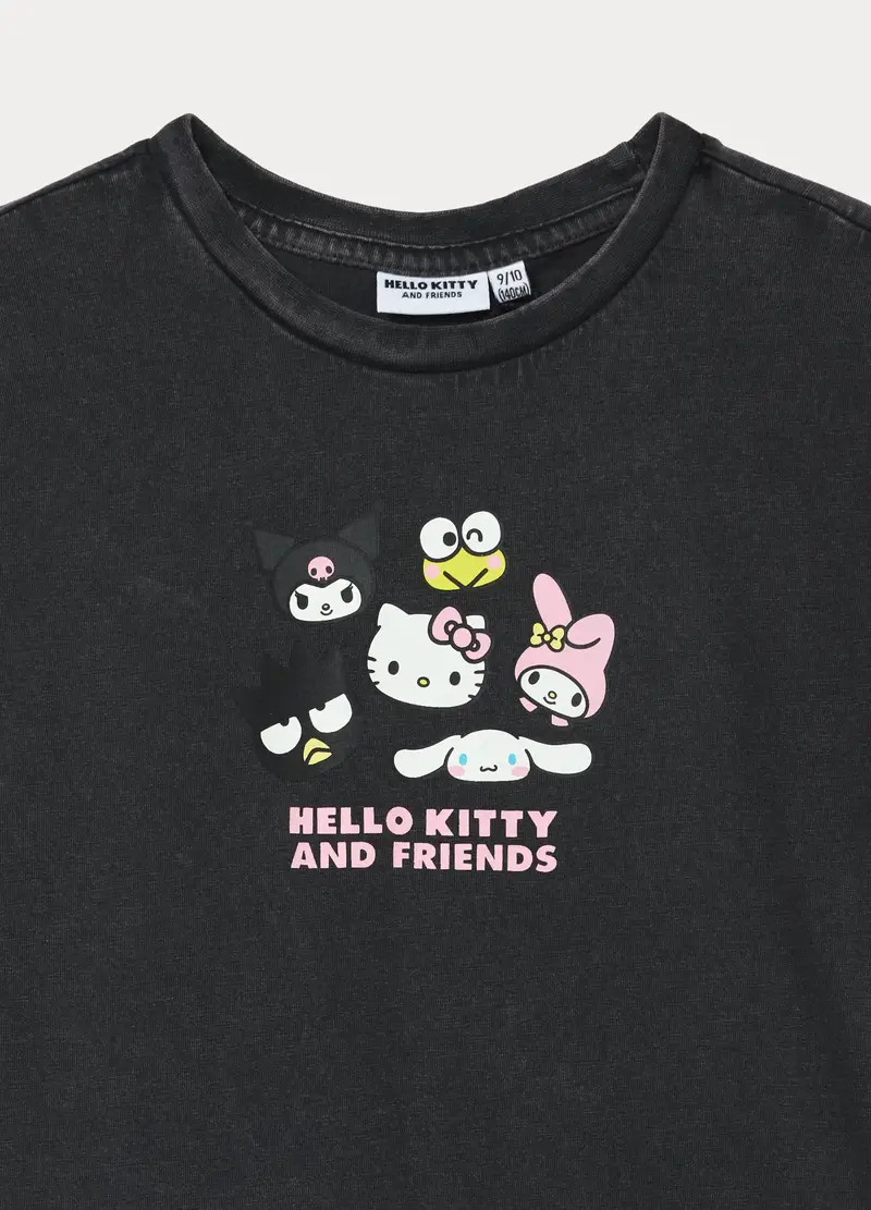 T-shirt Hello Kitty In Jersey Di Puro Cotone Ragazza, Bambina, Nero grafite miniatura 3