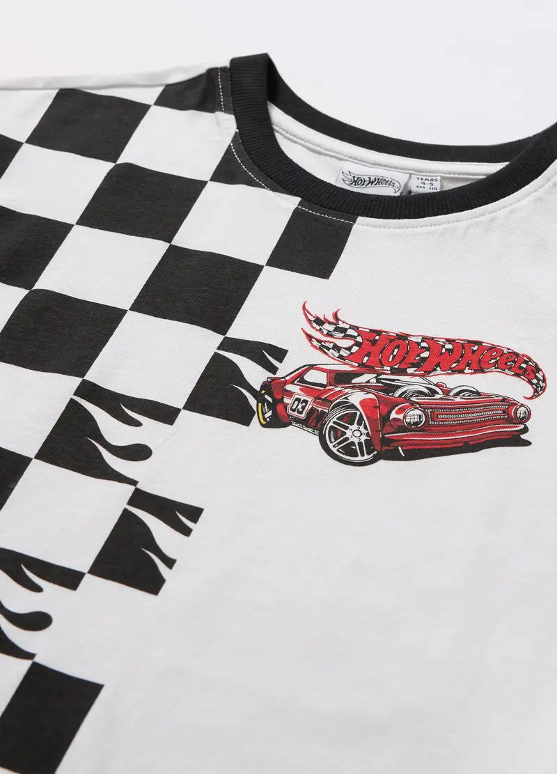 T-shirt Hot Wheels In Jersey Di Puro Cotone Bambino, Bianco miniatura 2