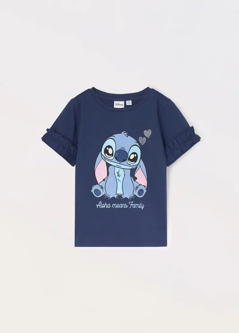 T-shirt In Cotone Stretch Bambina, Blu scuro