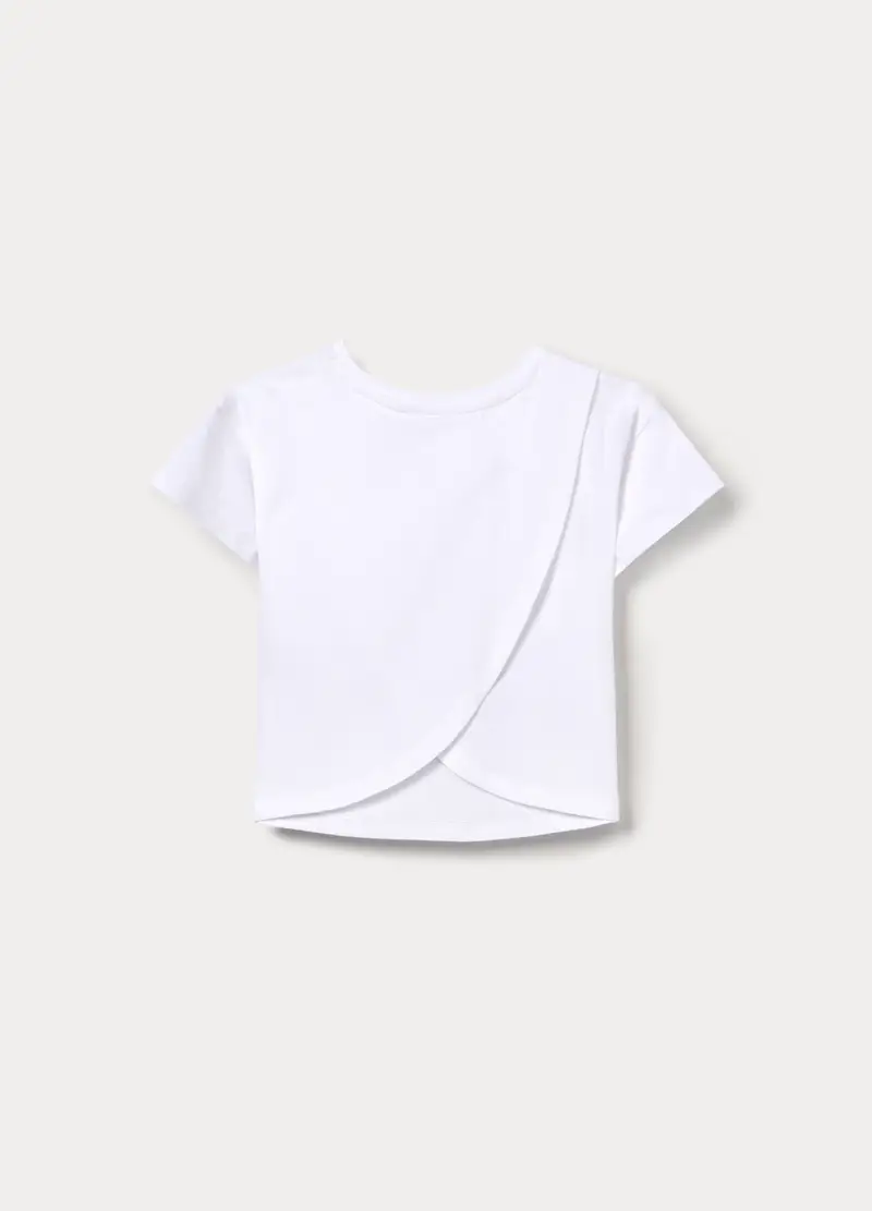 T-shirt In Jersey Di Cotone Stretch Bambina, Bianco miniatura 2