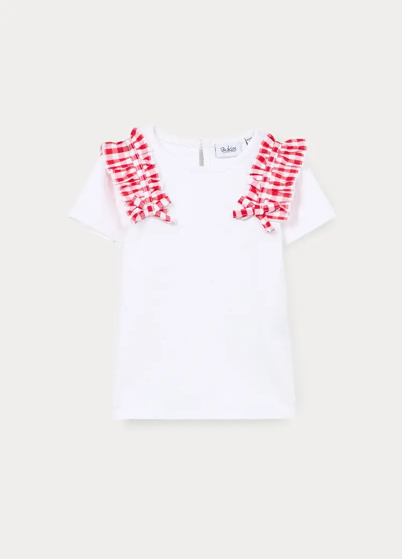 T-shirt In Jersey Di Cotone Stretch Bimba, Bambina, Bianco