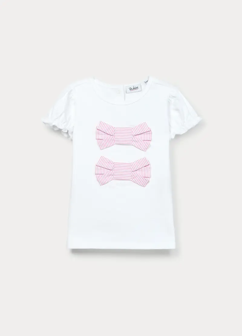 T-shirt In Jersey Di Cotone Stretch Bimba, Bambina, Bianco