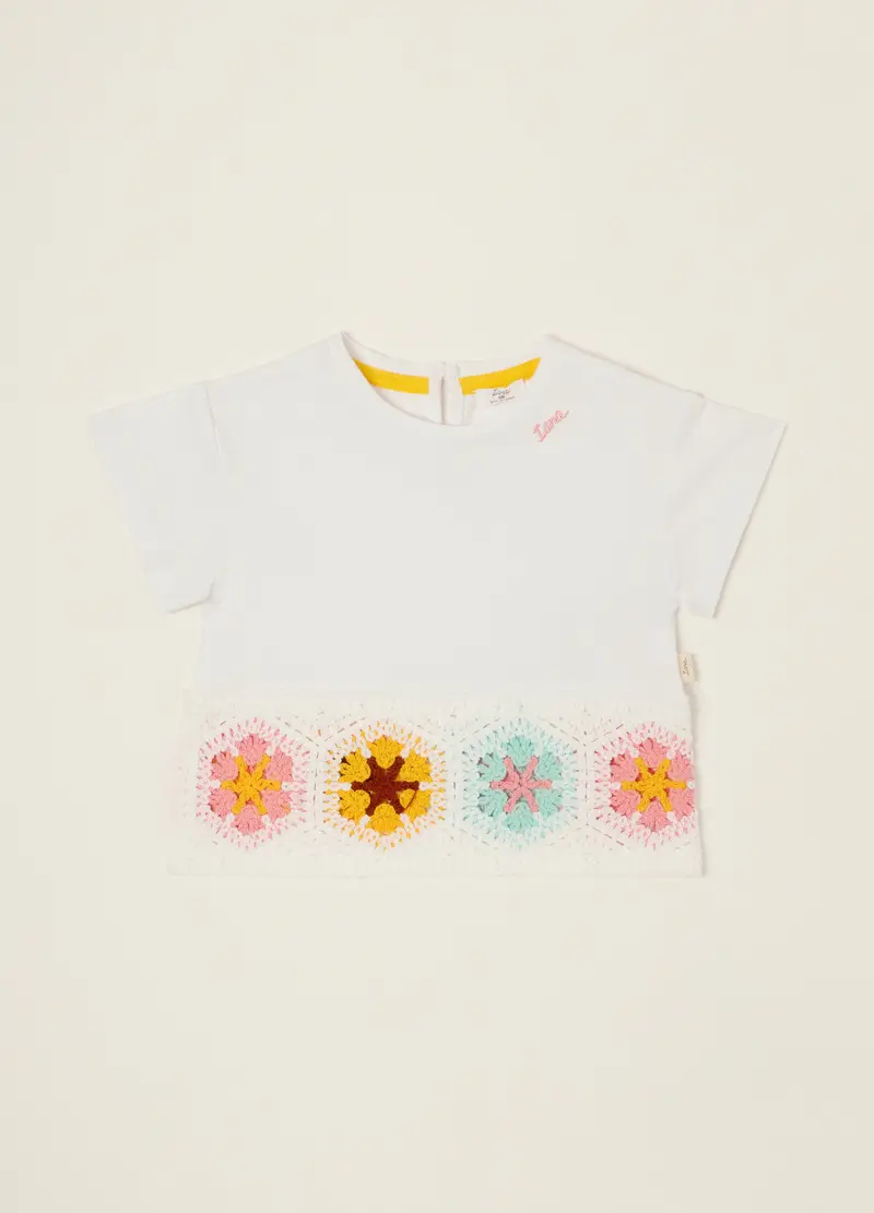 T-shirt In Jersey Di Cotone Stretch Iana, Neonata, Bianco