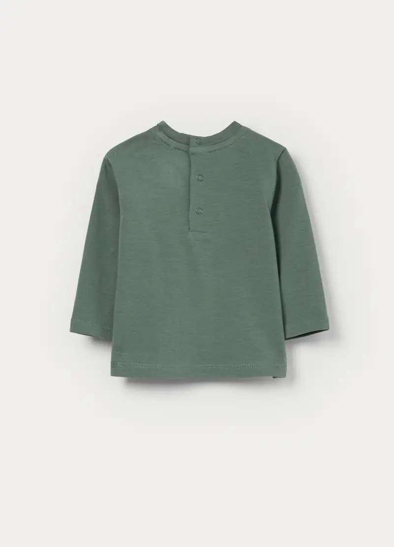 T-shirt In Jersey Di Cotone Stretch Neonato, Verde oliva miniatura 2