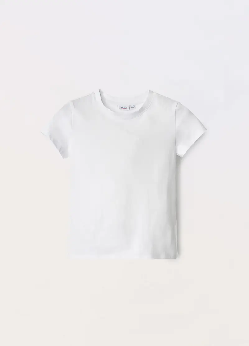 T-shirt In Jersey Di Cotone Stretch Ragazza, Bambina, Bianco gesso