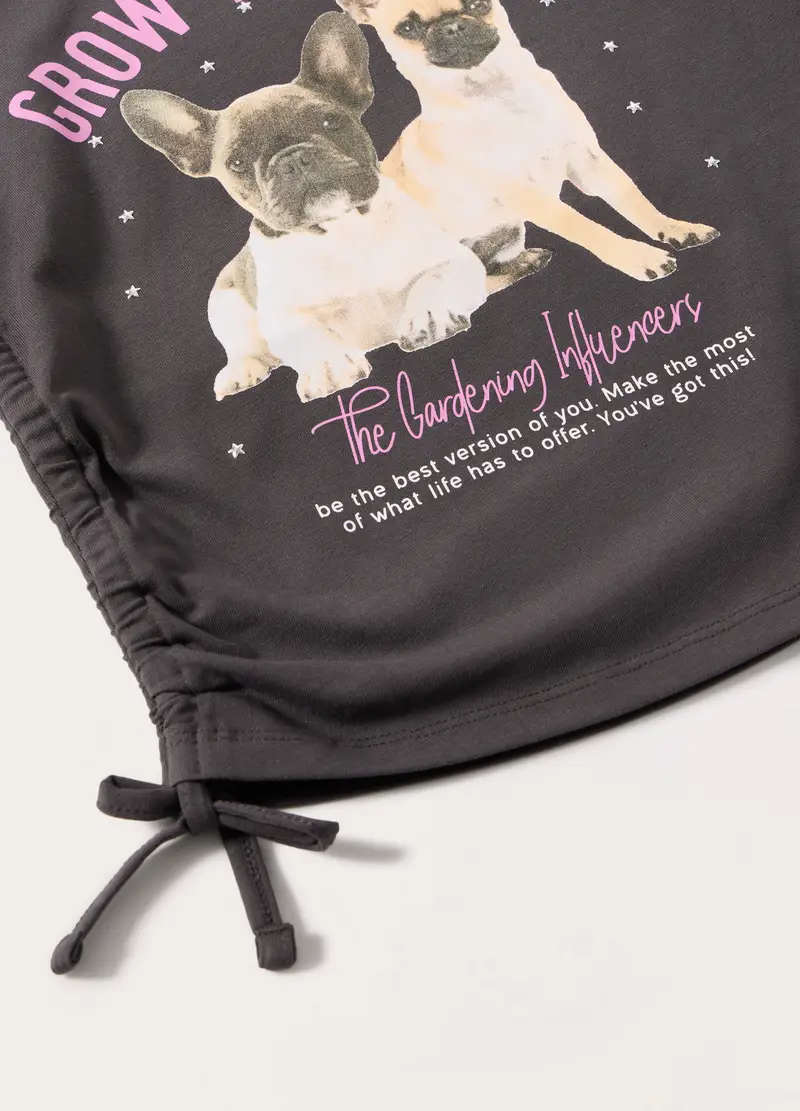 T-shirt In Jersey Di Cotone Stretch Ragazza, Bambina, Grigio scuro miniatura 2