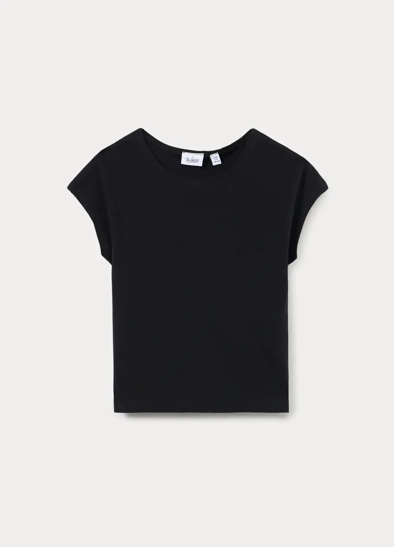 T-shirt In Jersey Di Cotone Stretch Ragazza, Bambina, Nero