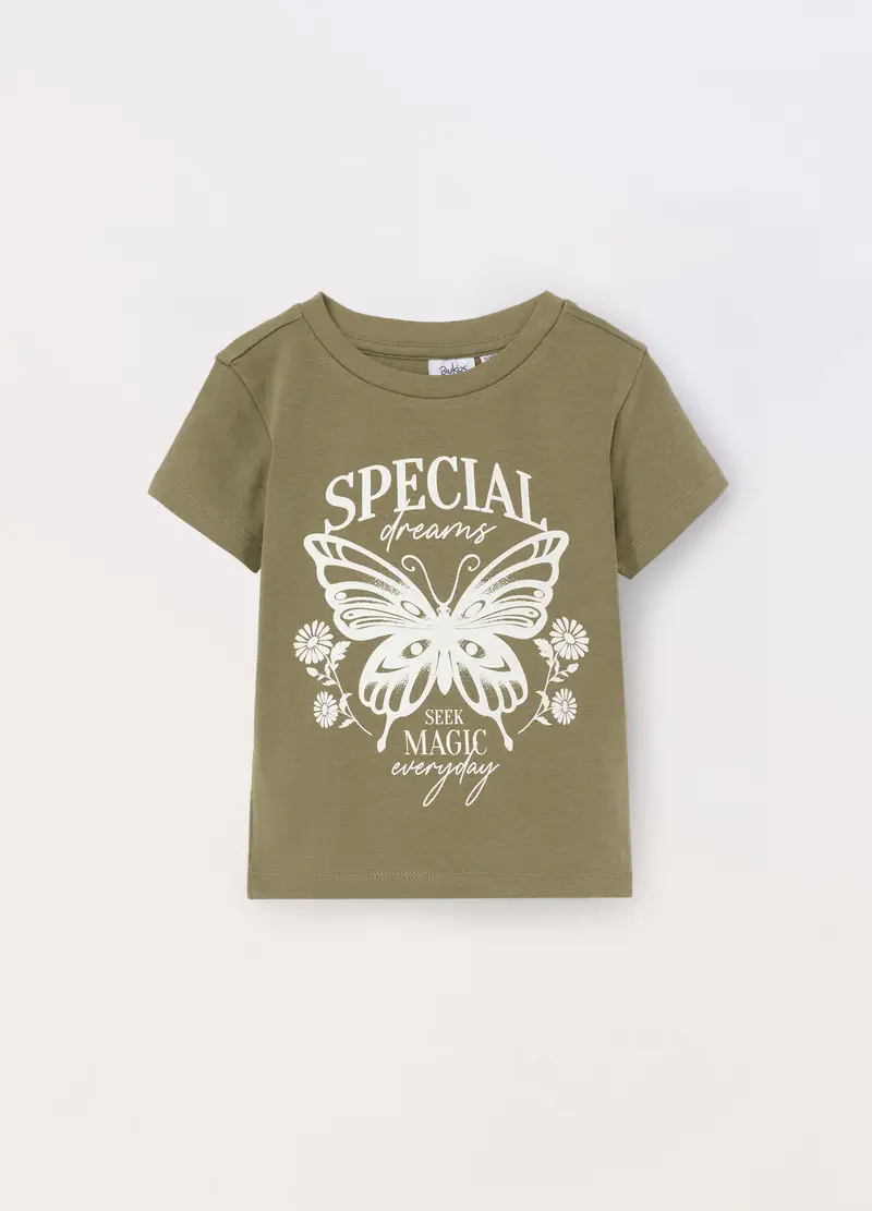 Blukids, T-shirt In Jersey Di Cotone Stretch Ragazza, Bambina, Verde oliva, Taglia: 9-10