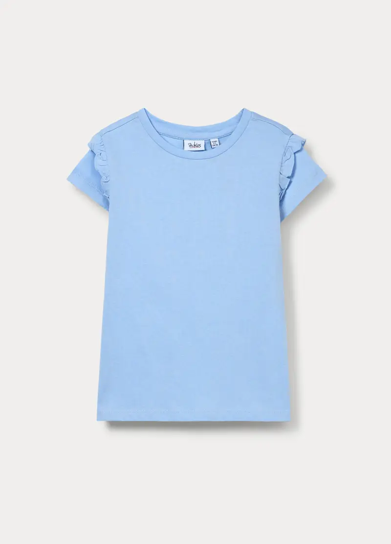 T-shirt In Jersey Di Puro Cotone Bambina, Azzurro chiaro