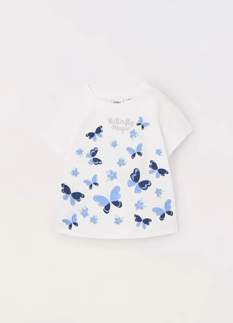 T-shirt In Jersey Di Puro Cotone Bambina, Bianco
