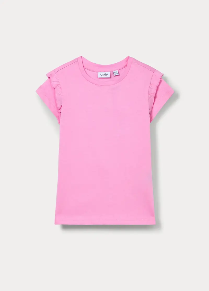 T-shirt In Jersey Di Puro Cotone Bambina, Rosa pastello