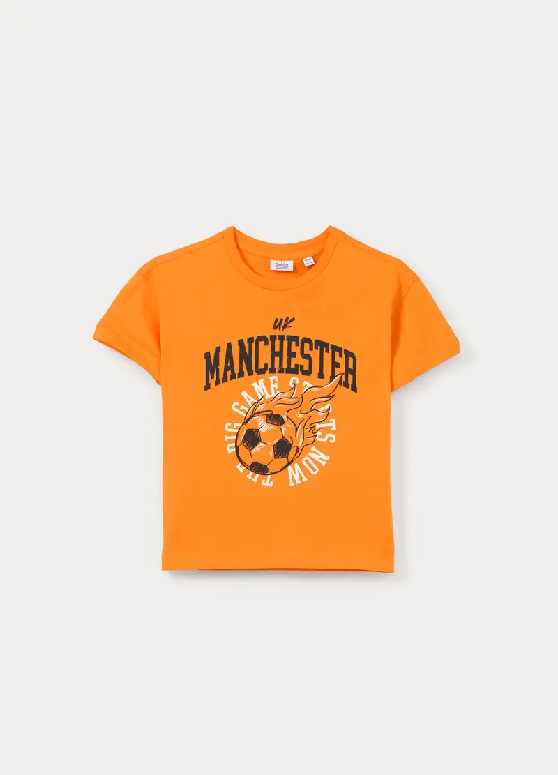 T-shirt In Jersey Di Puro Cotone Bambino, Arancione tangerine
