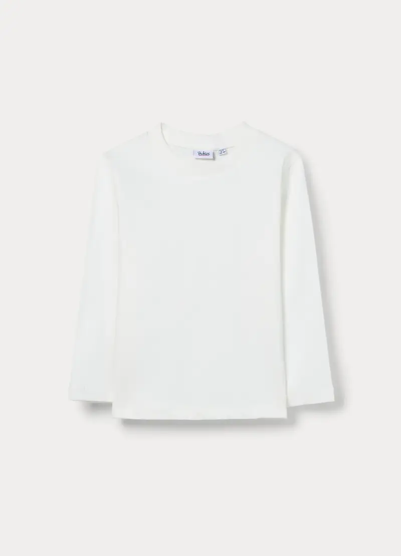 T-shirt In Jersey Di Puro Cotone Bambino, Bianco gesso