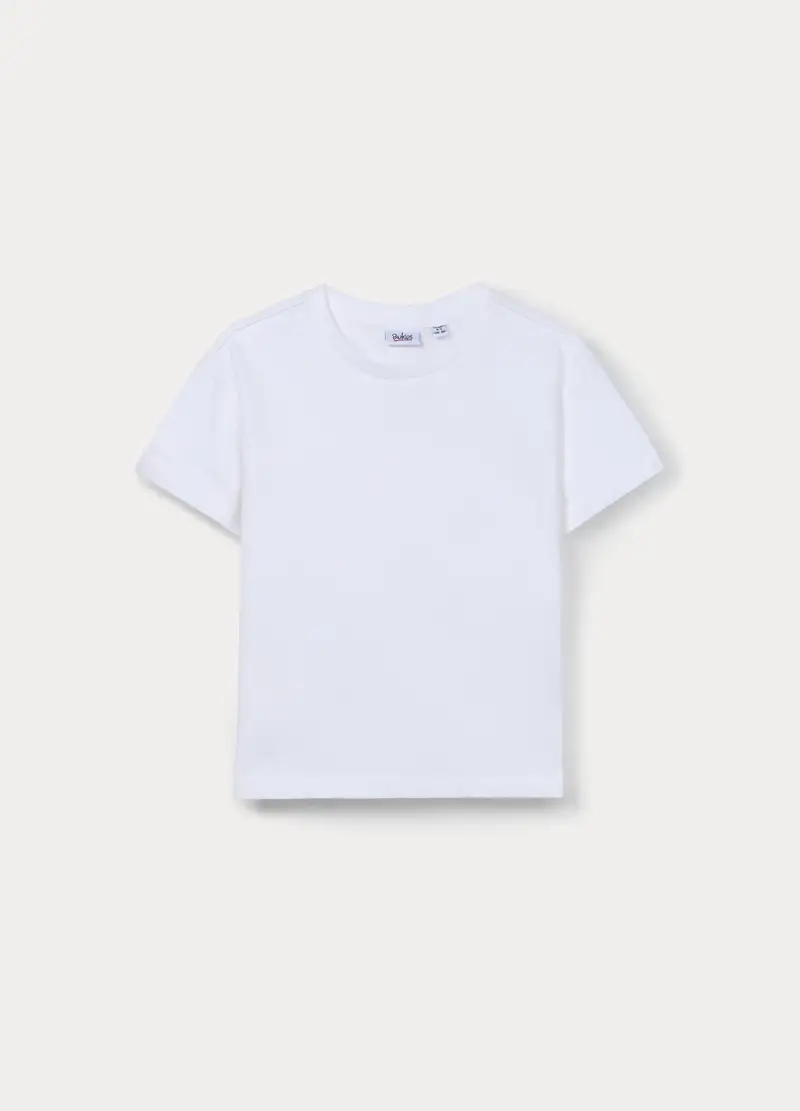 T-shirt In Jersey Di Puro Cotone Bambino, Bianco gesso