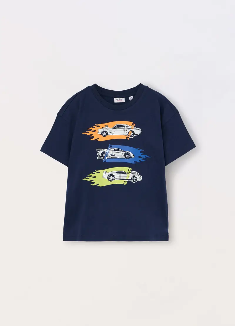 T-shirt In Jersey Di Puro Cotone Bambino, Blu scuro